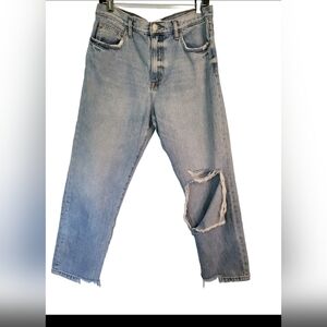 Current Elliott Distressed High-rise Straight Leg Jeans Size 31?